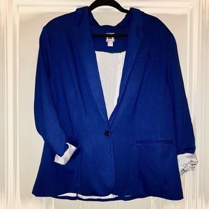 Blue Blazer with Striped Blue and white lining